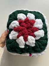 Load image into Gallery viewer, Holiday Granny Square Pillows, Chenille Yarn, 12&quot; x 12&quot; (various colors)