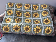 Load image into Gallery viewer, Sunflower Blanket, granny square, chenille yarn [ready to ship]