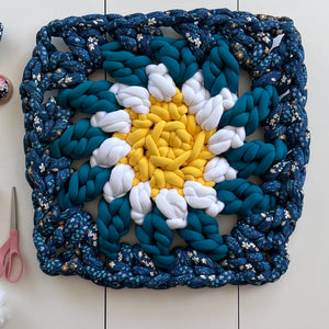 Chunky Granny Square Tutorial | Tube Yarn | Hand Crochet | Video + PDF