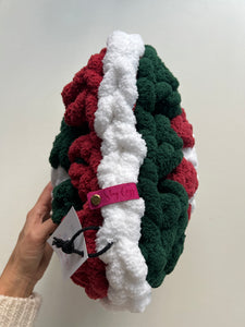 Holiday Granny Square Pillows, Chenille Yarn, 12" x 12" (various colors)