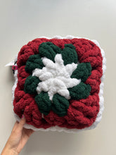 Load image into Gallery viewer, Holiday Granny Square Pillows, Chenille Yarn, 12&quot; x 12&quot; (various colors)