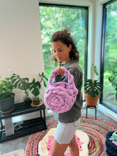 Round Hand Bag | Crochet | Lavender