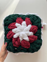 Load image into Gallery viewer, Holiday Granny Square Pillows, Chenille Yarn, 12&quot; x 12&quot; (various colors)