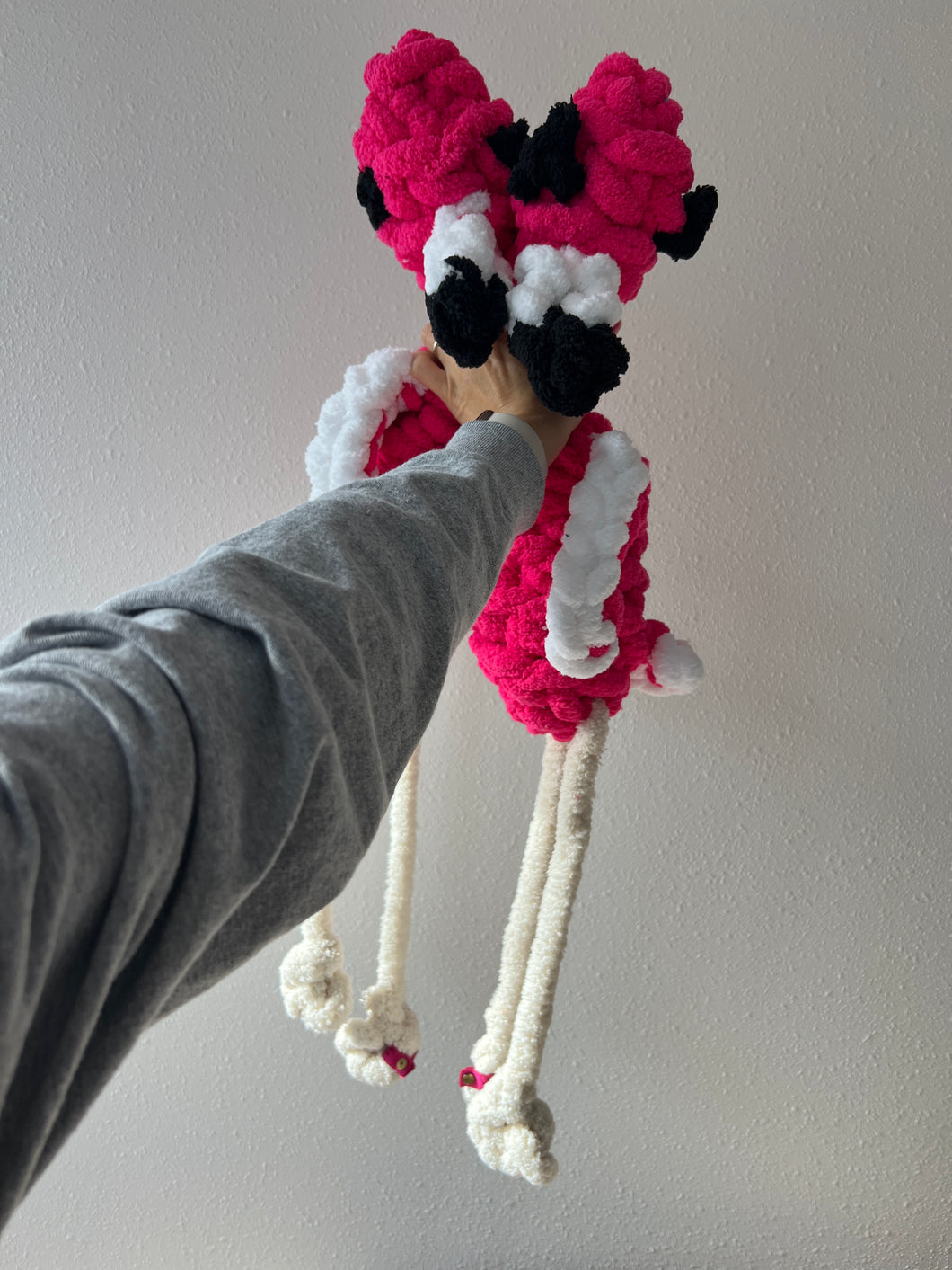 Flamingo stuffies, chenille yarn [ready to ship]