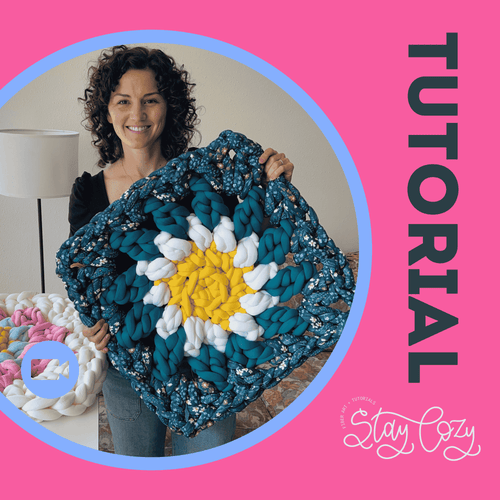 Chunky Granny Square Tutorial | Tube Yarn | Hand Crochet | Video + PDF